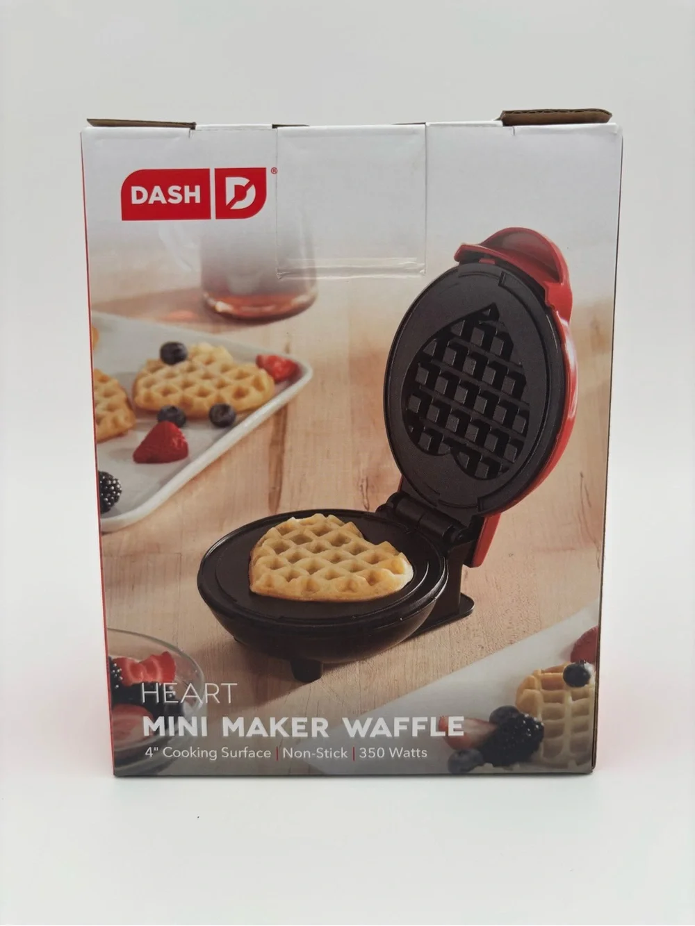 Dash Heart Mini Waffle Maker Red NEW Open Box Never Used